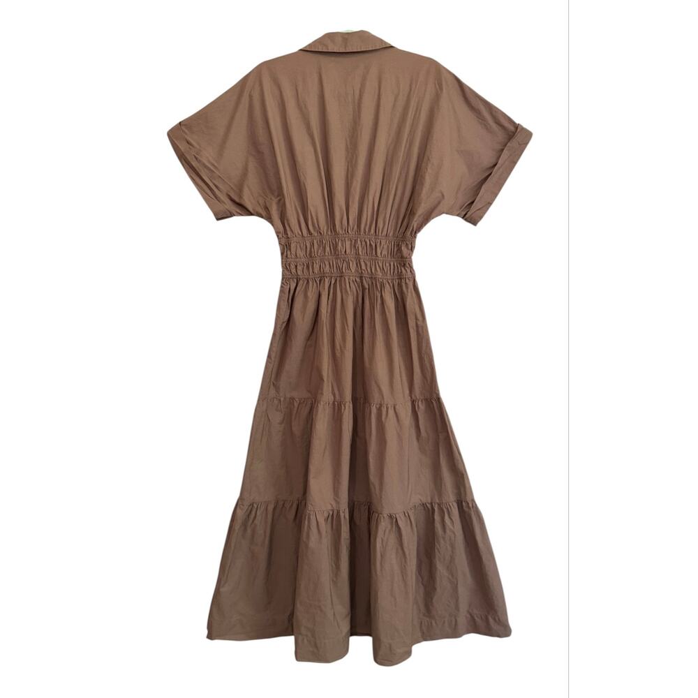 Anthropologie Somerset Maxi Shirt Dress Mocha Brown Small Cotton - Picture 8 of 11